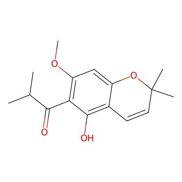 2D Structure of 5-Hydroxy-6-isobutyryl-7-methoxy-2,2-dimethylbenzopyran