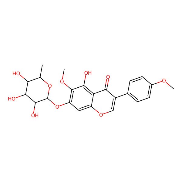 2D Structure of 5-Hydroxy-6-methoxy-3-(4-methoxyphenyl)-7-(3,4,5-trihydroxy-6-methyloxan-2-yl)oxychromen-4-one 2D Structure of 5-Hydroxy-6-methoxy-3-(4-methoxyphenyl)-7-(3,4,5-trihydroxy-6-methyloxan-2-yl)oxychromen-4-one