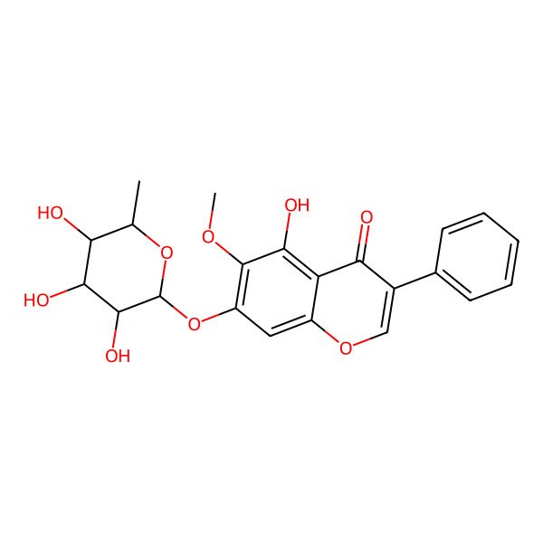2D Structure of 5-Hydroxy-6-methoxy-3-phenyl-7-(3,4,5-trihydroxy-6-methyloxan-2-yl)oxychromen-4-one 2D Structure of 5-Hydroxy-6-methoxy-3-phenyl-7-(3,4,5-trihydroxy-6-methyloxan-2-yl)oxychromen-4-one
