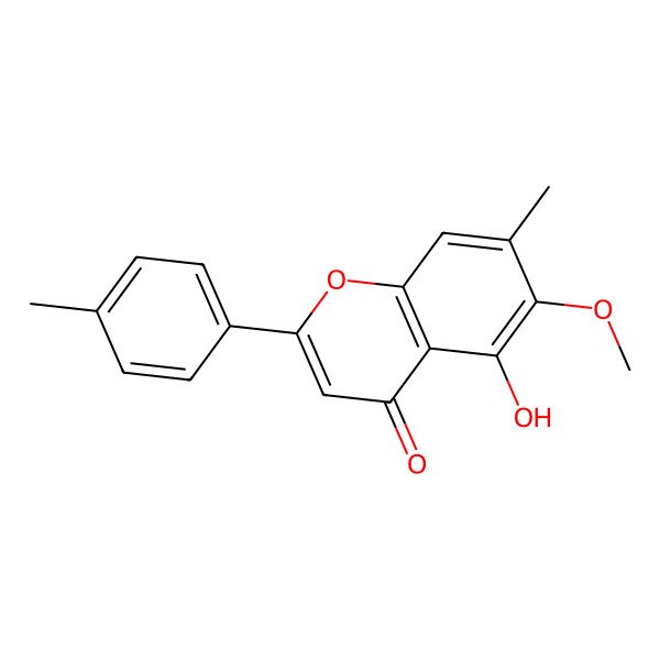 2D Structure of 5-Hydroxy-6-methoxy-7-methyl-2-(4-methylphenyl)chromen-4-one