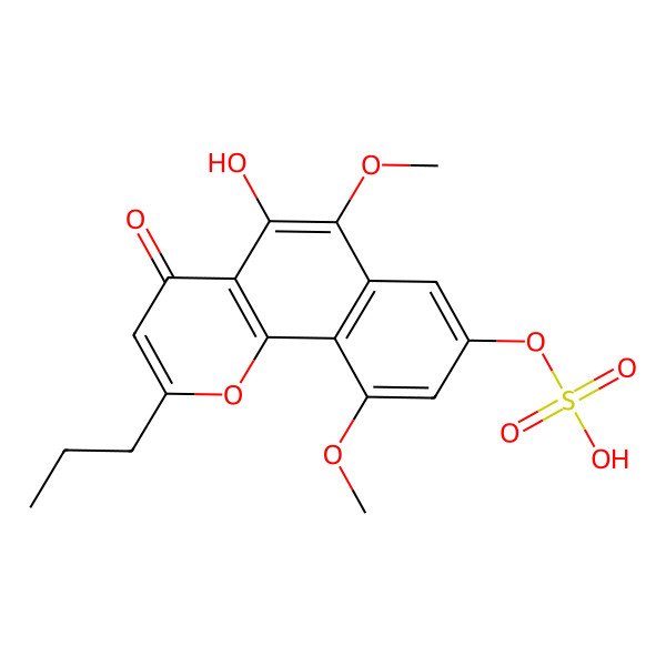 2D Structure of (5-Hydroxy-6,10-dimethoxy-4-oxo-2-propylbenzo[h]chromen-8-yl) hydrogen sulfate