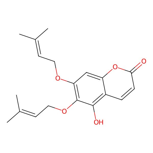 2D Structure of 5-Hydroxy-6,7-bis(3-methylbut-2-enoxy)chromen-2-one 2D Structure of 5-Hydroxy-6,7-bis(3-methylbut-2-enoxy)chromen-2-one