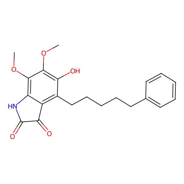 2D Structure of 5-hydroxy-6,7-dimethoxy-4-(5-phenylpentyl)-1H-indole-2,3-dione 2D Structure of 5-hydroxy-6,7-dimethoxy-4-(5-phenylpentyl)-1H-indole-2,3-dione