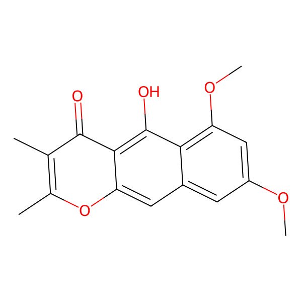 2D Structure of 5-hydroxy-6,8-dimethoxy-2,3-dimethyl-4H-naphtho(2,3-b)pyran-4-one