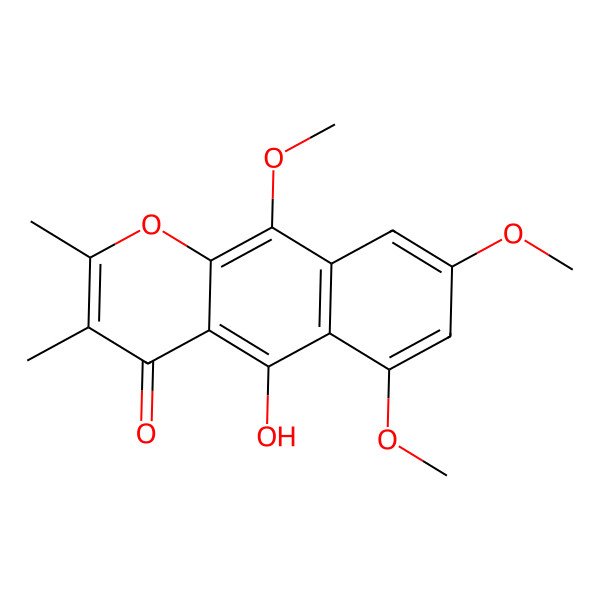 2D Structure of 5-Hydroxy-6,8,10-trimethoxy-2,3-dimethylbenzo[g]chromen-4-one