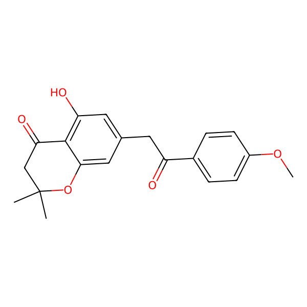 2D Structure of 5-hydroxy-7-[2-(4-methoxyphenyl)-2-oxoethyl]-2,2-dimethyl-3H-chromen-4-one
