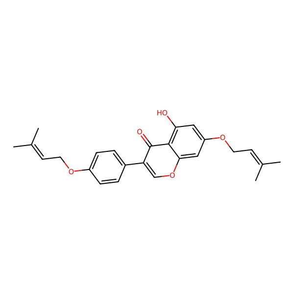 2D Structure of 5-Hydroxy-7-(3-methylbut-2-enoxy)-3-[4-(3-methylbut-2-enoxy)phenyl]chromen-4-one