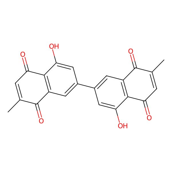 2D Structure of 5-Hydroxy-7-(4-hydroxy-7-methyl-5,8-dioxonaphthalen-2-yl)-2-methylnaphthalene-1,4-dione