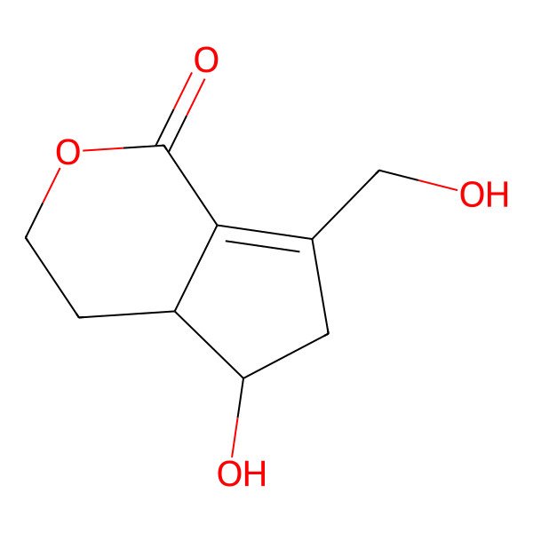 2D Structure of 5-hydroxy-7-(hydroxymethyl)-4,4a,5,6-tetrahydro-3H-cyclopenta[c]pyran-1-one