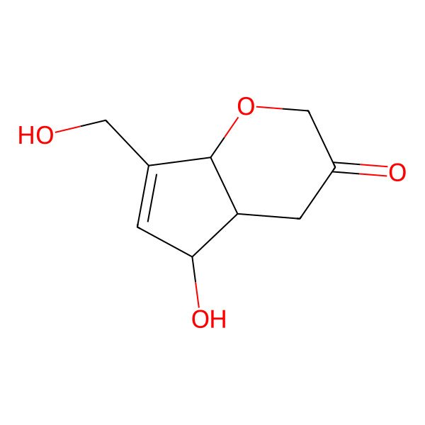 2D Structure of 5-Hydroxy-7-(hydroxymethyl)-4,4a,5,7a-tetrahydrocyclopenta[b]pyran-3-one