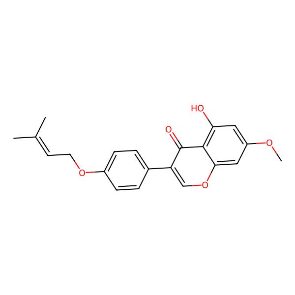 2D Structure of 5-hydroxy-7-methoxy-4'-O-(3-methylbut-2-enyl) isoflavone