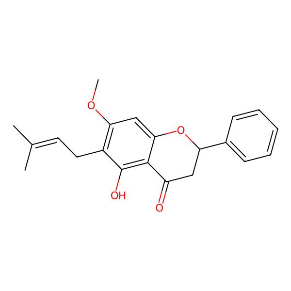 2D Structure of 5-Hydroxy-7-methoxy-6-C-prenylflavanone