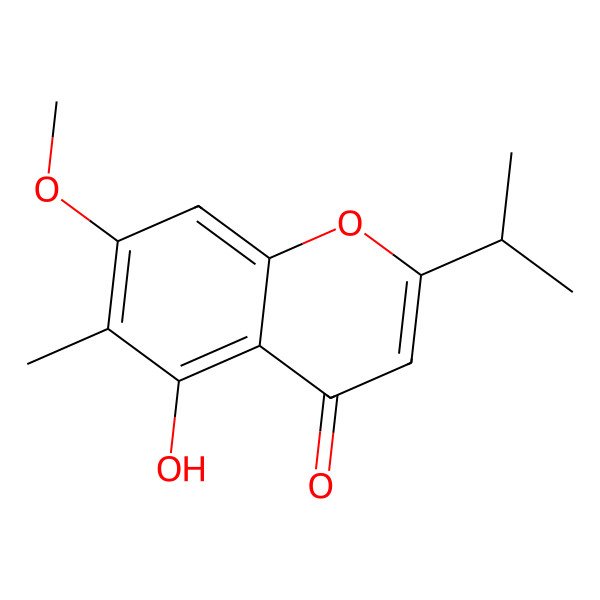 2D Structure of 5-Hydroxy-7-methoxy-6-methyl-2-propan-2-ylchromen-4-one 2D Structure of 5-Hydroxy-7-methoxy-6-methyl-2-propan-2-ylchromen-4-one