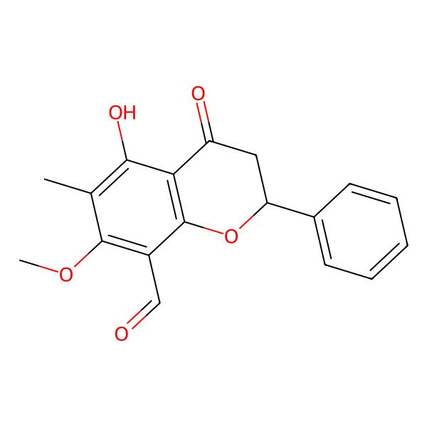 2D Structure of 5-Hydroxy-7-methoxy-6-methyl-4-oxo-2-phenyl-2,3-dihydrochromene-8-carbaldehyde