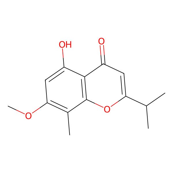 2D Structure of 5-Hydroxy-7-methoxy-8-methyl-2-propan-2-ylchromen-4-one 2D Structure of 5-Hydroxy-7-methoxy-8-methyl-2-propan-2-ylchromen-4-one
