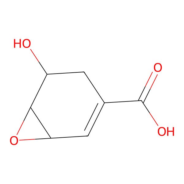 2D Structure of 5-Hydroxy-7-oxabicyclo[4.1.0]hept-2-ene-3-carboxylic acid