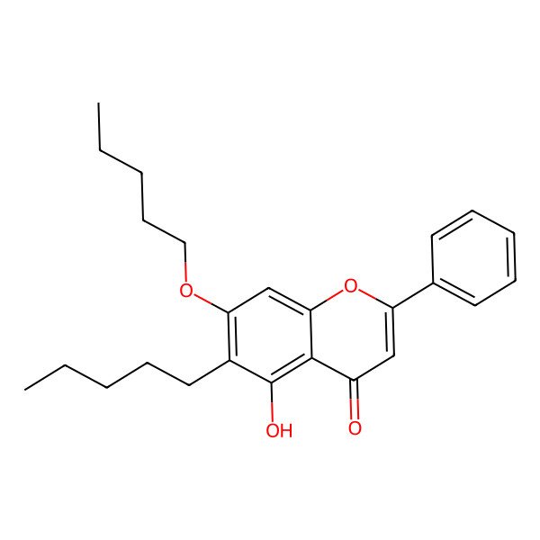 2D Structure of 5-Hydroxy-7-pentoxy-6-pentyl-2-phenylchromen-4-one