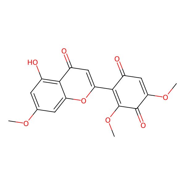 2D Structure of 5-Hydroxy-7,2',4'-trimethoxy-3',6'-diketoflavone 2D Structure of 5-Hydroxy-7,2',4'-trimethoxy-3',6'-diketoflavone