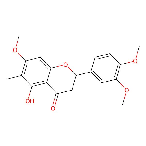 2D Structure of 5-Hydroxy-7,3',4'-trimethoxy-6-C-methylflavanone