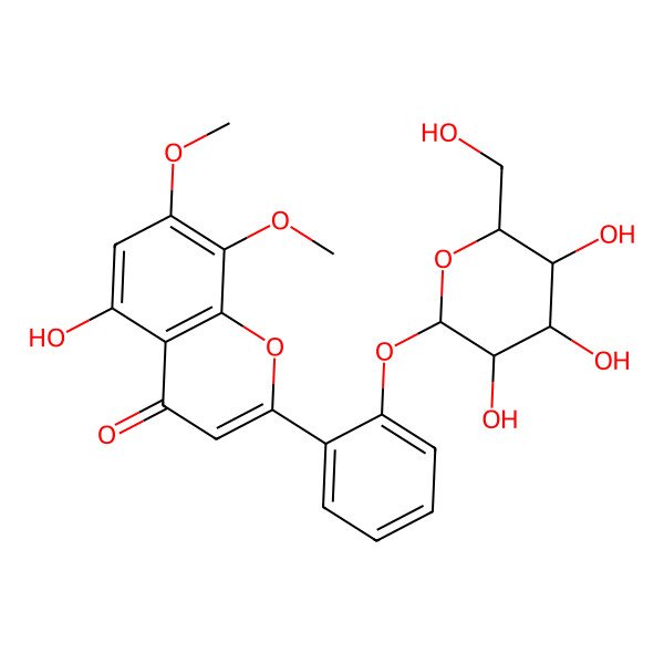 2D Structure of 5-Hydroxy-7,8-dimethoxy-2-[2-[3,4,5-trihydroxy-6-(hydroxymethyl)oxan-2-yl]oxyphenyl]chromen-4-one