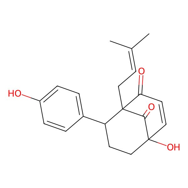 2D Structure of 5-Hydroxy-8-(4-hydroxyphenyl)-1-(3-methylbut-2-enyl)bicyclo[3.3.1]non-3-ene-2,9-dione