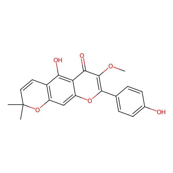 2D Structure of 5-Hydroxy-8-(4-hydroxyphenyl)-7-methoxy-2,2-dimethylpyrano[3,2-g]chromen-6-one