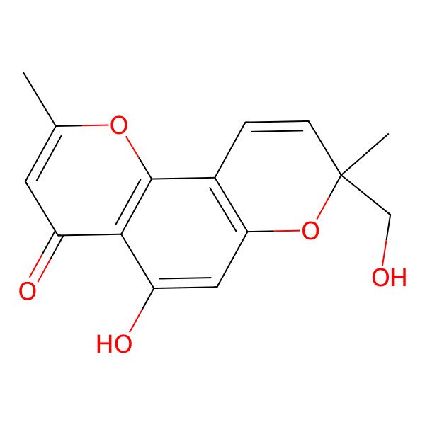 2D Structure of 5-Hydroxy-8-(hydroxymethyl)-2,8-dimethylpyrano[2,3-h]chromen-4-one