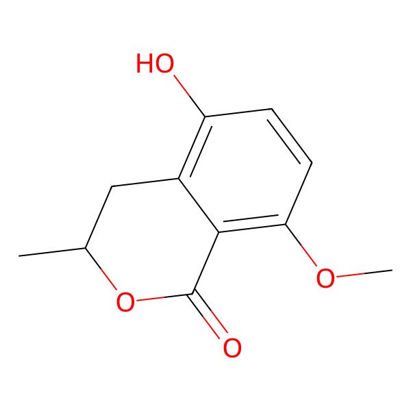 2D Structure of 5-Hydroxy-8-methoxy-3-methyl-3,4-dihydroisochromen-1-one