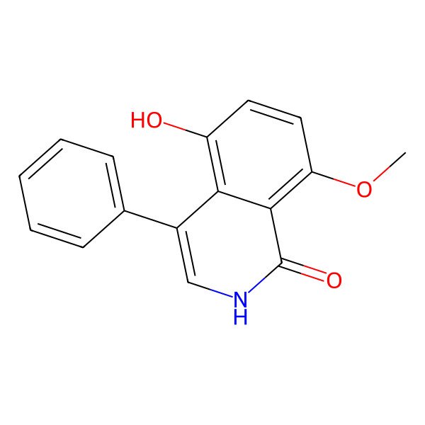2D Structure of 5-hydroxy-8-methoxy-4-phenylisoquinolin-1(2H)-one