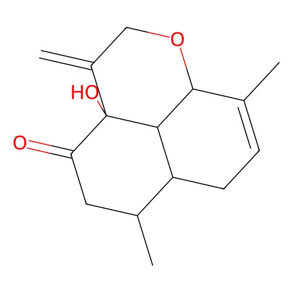 2D Structure of 5-Hydroxy-8,12-dimethyl-4-methylidene-2-oxatricyclo[7.3.1.05,13]tridec-11-en-6-one