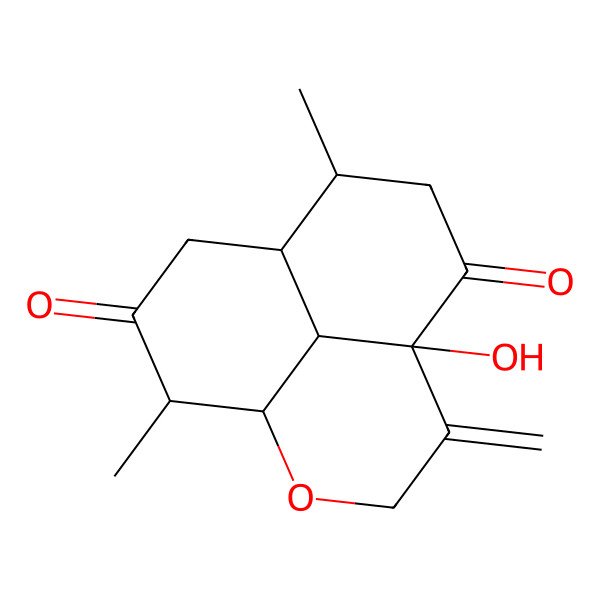 2D Structure of 5-Hydroxy-8,12-dimethyl-4-methylidene-2-oxatricyclo[7.3.1.05,13]tridecane-6,11-dione