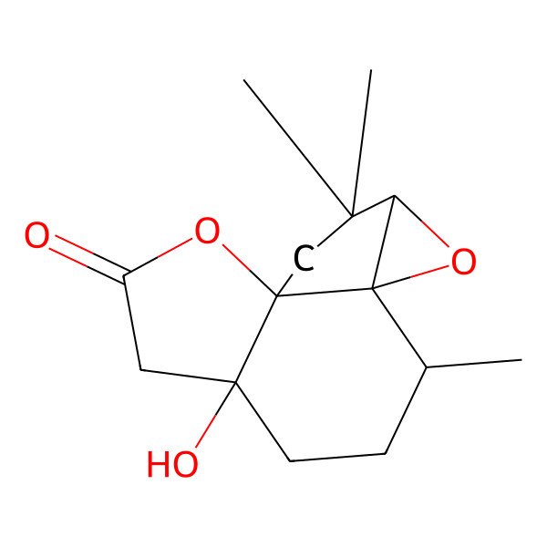 2D Structure of 5-Hydroxy-8,12,12-trimethyl-2,10-dioxatetracyclo[7.4.0.01,5.09,11]tridecan-3-one