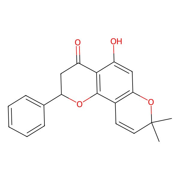 2D Structure of 5-Hydroxy-8,8-dimethyl-2-phenyl-2,3-dihydropyrano[2,3-h]chromen-4-one