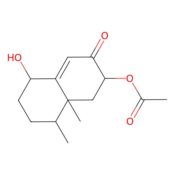 2D Structure of (5-Hydroxy-8,8a-dimethyl-3-oxo-1,2,5,6,7,8-hexahydronaphthalen-2-yl) acetate