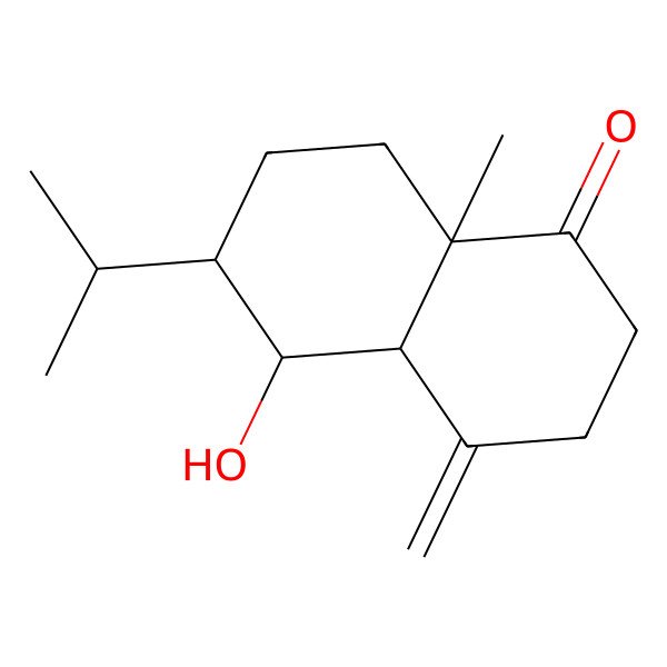 2D Structure of 5-hydroxy-8a-methyl-4-methylidene-6-propan-2-yl-3,4a,5,6,7,8-hexahydro-2H-naphthalen-1-one
