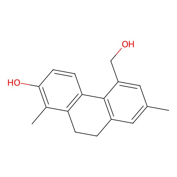 2D Structure of 5-(Hydroxymethyl)-1,7-dimethyl-9,10-dihydrophenanthren-2-ol 2D Structure of 5-(Hydroxymethyl)-1,7-dimethyl-9,10-dihydrophenanthren-2-ol