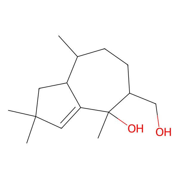 2D Structure of 5-(Hydroxymethyl)-2,2,4,8-tetramethyl-1,5,6,7,8,8a-hexahydroazulen-4-ol