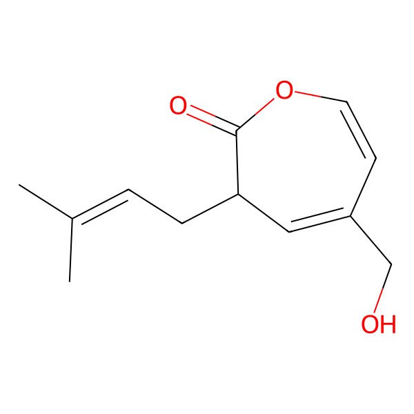 2D Structure of 5-(hydroxymethyl)-3-(3-methylbut-2-enyl)-3H-oxepin-2-one