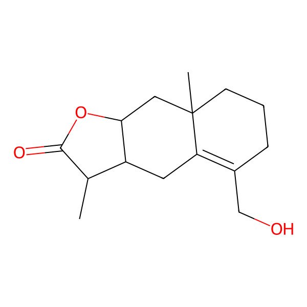 2D Structure of 5-(Hydroxymethyl)-3,8a-dimethyl-3,3a,4,6,7,8,9,9a-octahydrobenzo[f][1]benzofuran-2-one