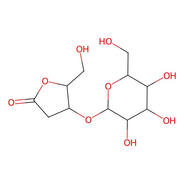 2D Structure of 5-(Hydroxymethyl)-4-[3,4,5-trihydroxy-6-(hydroxymethyl)oxan-2-yl]oxyoxolan-2-one