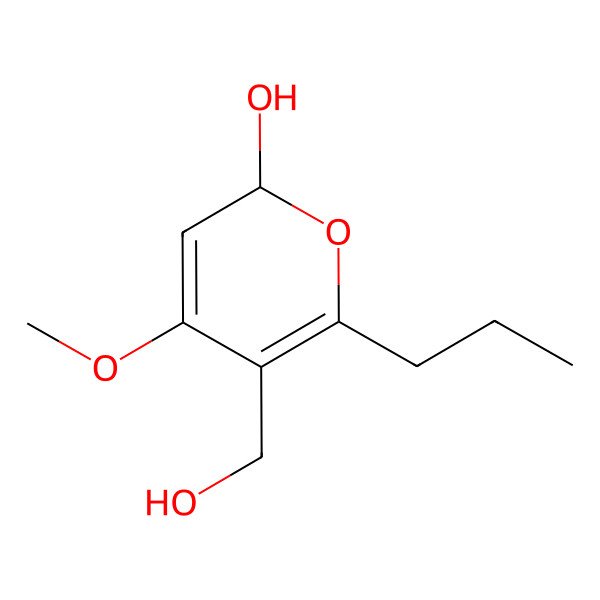 2D Structure of 5-(hydroxymethyl)-4-methoxy-6-propyl-2H-pyran-2-ol