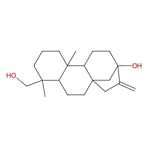 2D Structure of 5-(Hydroxymethyl)-5,9-dimethyl-14-methylidenetetracyclo[11.2.1.01,10.04,9]hexadecan-13-ol