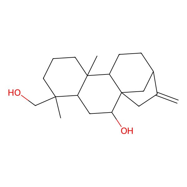 2D Structure of 5-(Hydroxymethyl)-5,9-dimethyl-14-methylidenetetracyclo[11.2.1.01,10.04,9]hexadecan-2-ol