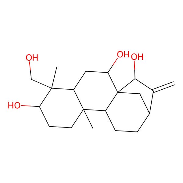 2D Structure of 5-(Hydroxymethyl)-5,9-dimethyl-14-methylidenetetracyclo[11.2.1.01,10.04,9]hexadecane-2,6,15-triol