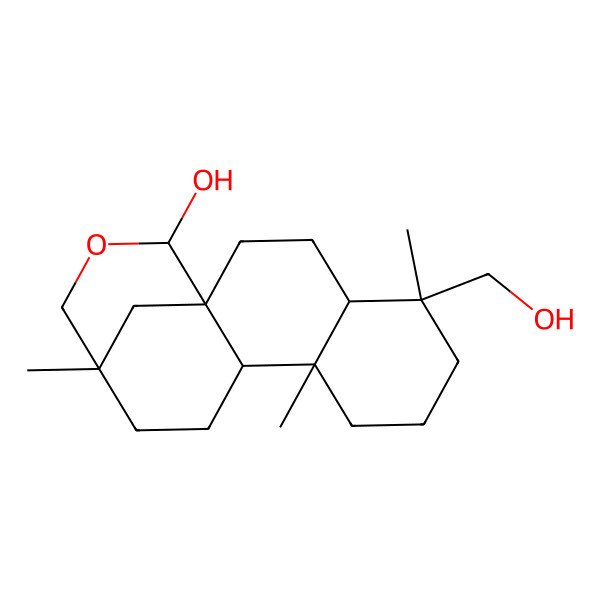2D Structure of 5-(Hydroxymethyl)-5,9,13-trimethyl-15-oxatetracyclo[11.3.1.01,10.04,9]heptadecan-16-ol