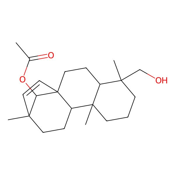 2D Structure of [5-(Hydroxymethyl)-5,9,13-trimethyl-16-tetracyclo[11.2.1.01,10.04,9]hexadec-14-enyl] acetate