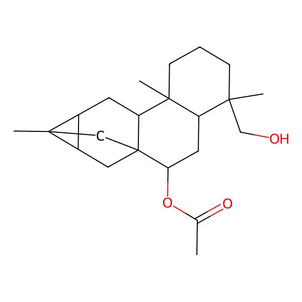 2D Structure of [5-(Hydroxymethyl)-5,9,13-trimethyl-2-pentacyclo[11.2.1.01,10.04,9.012,14]hexadecanyl] acetate