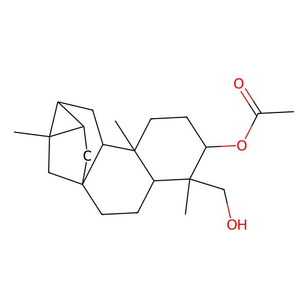 2D Structure of [5-(Hydroxymethyl)-5,9,13-trimethyl-6-pentacyclo[11.2.1.01,10.04,9.012,14]hexadecanyl] acetate