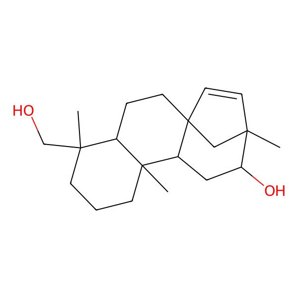 2D Structure of 5-(Hydroxymethyl)-5,9,13-trimethyltetracyclo[11.2.1.01,10.04,9]hexadec-14-en-12-ol