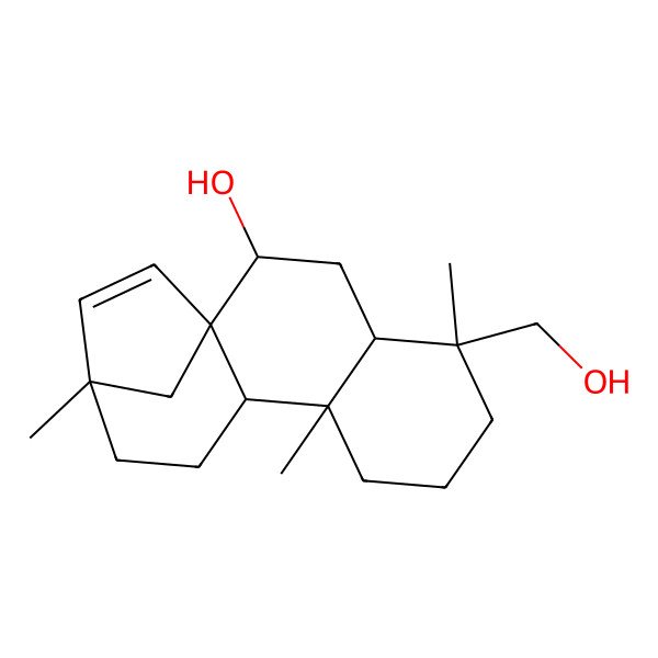 2D Structure of 5-(Hydroxymethyl)-5,9,13-trimethyltetracyclo[11.2.1.01,10.04,9]hexadec-14-en-2-ol